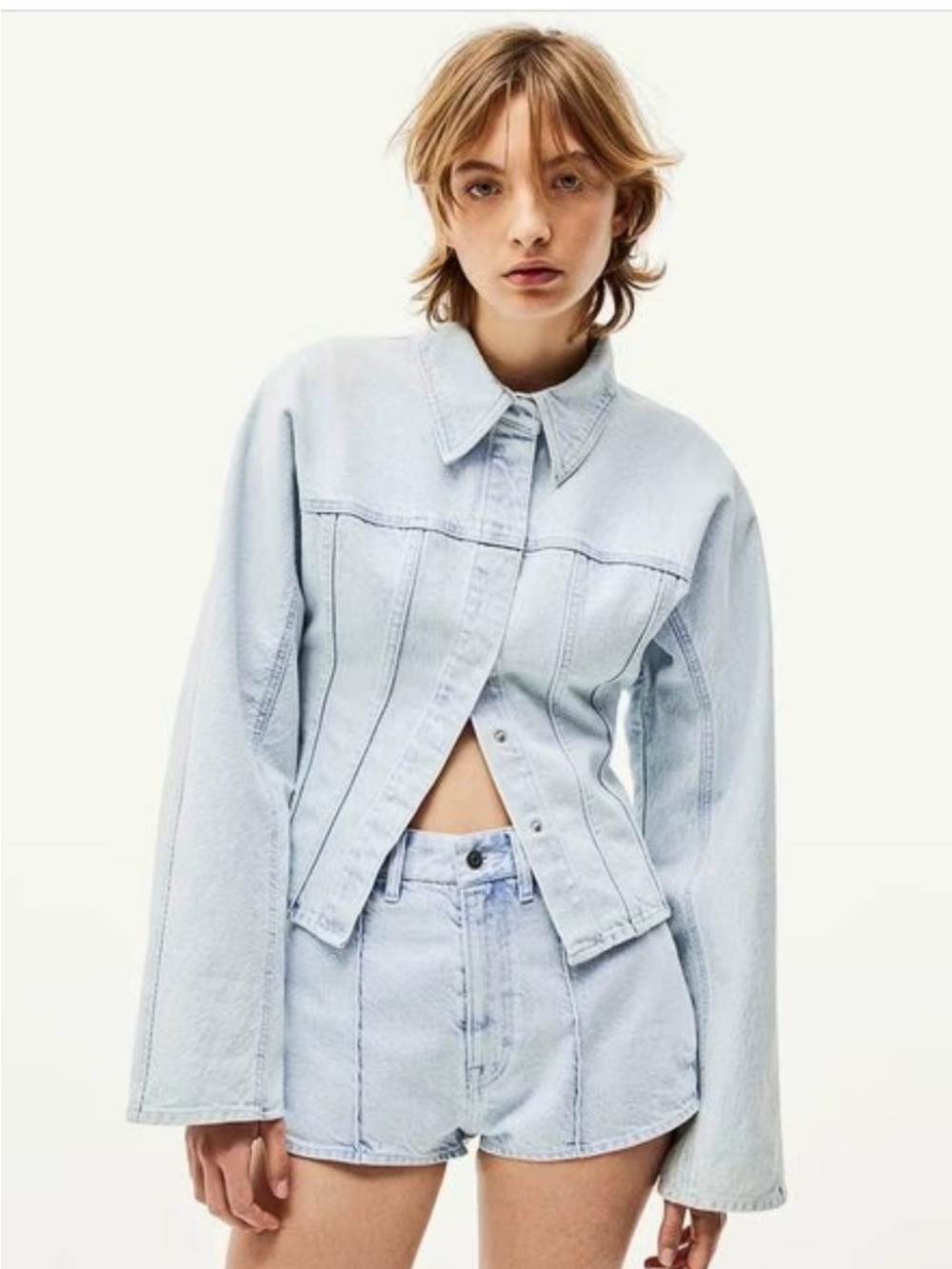 H&M Light Blue Denim Jacket (XL) with Matching Light Blue Denim Shorts (14)